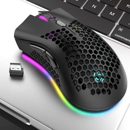 2.4GHz Hollowed-out Wireless Gaming Mouse Rechargeable Mouse with RGB Light