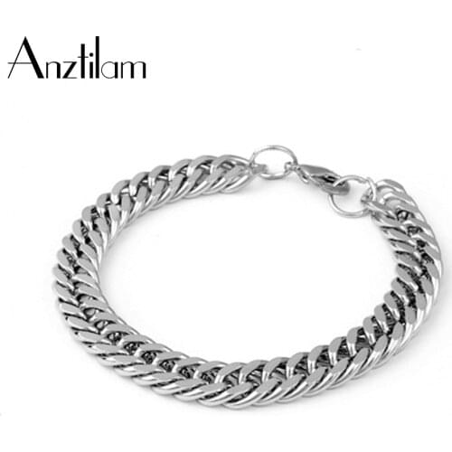 4mm Titanium Steel Bracelet for Men Hip Hop Stainless Steel Cuban Link Hand Chain Silver Color Goth Hand Jewelry Free Shipping