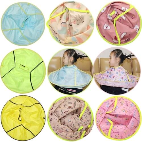 Kids Floral Animal Print Foldable Salon Apron Waterproof Hair Cutting Cloak Umbrella Cape Home Hairdressing Cape Cover Cloth