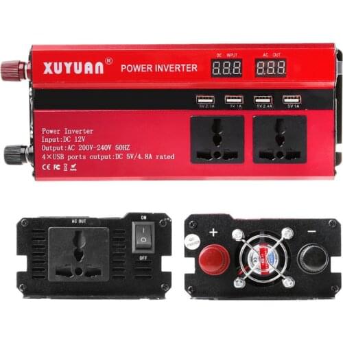 T3ED 5000W Solar Power Inverter Sine Wave LED 4 USB DC12V To AC110V/220V Convert