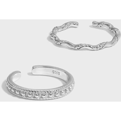 Real S925 Sterling Silver Round Bead Surface Twist Wave Pattern Ring Women Fine Jewelry, Fashion Gold Color Rings For Woman