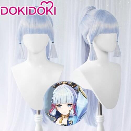 DokiDoki Game Genshin Impact Cosplay Halloween Kamisato Ayaka cosplay Costume Wig Genshin Impact Kamisato Ayaka Cosplay Hair