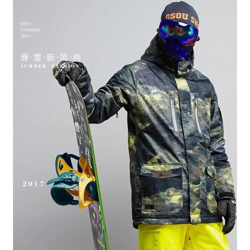 Mens Color Matching Ski Jacket Male Skiwear Cycling Snowboarding Snow Coat Waterproof Windproof Breathable