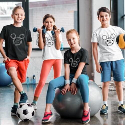 Summer Disney Children T-shirts Kawaii Dropship Harajuku Black White Top Outdoor Fashion Casual Tees Korean Unisex Kids Clothes