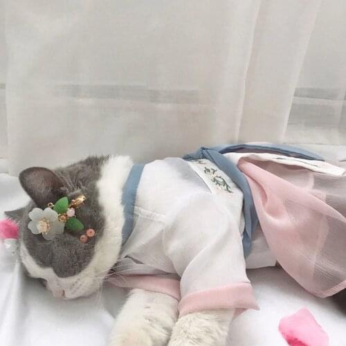 Summer Candy 2 Colors Pet Puppy Costume Chinese Han Dynasty Vintage Style Dog Clothes Cat Dress Dog Dresses for Small Dogs XS-XL