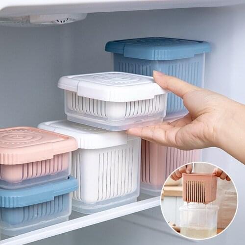 Mini Refrigerator Organizer Kitchen Fridge Storage Box Drain Sealed Ginger Container Crisper Debris Fridge Storage Boxes Tray