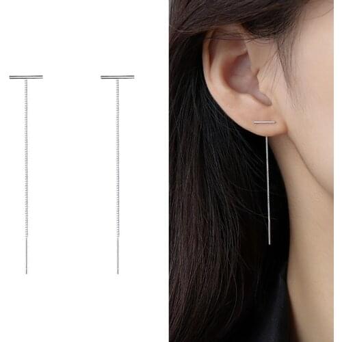 Minimalist Long Tassel Threader Drop Earrings For Women Gold Silver Color T-Shaped Ear Line Pendientes Girls Ear Jewelry Gift