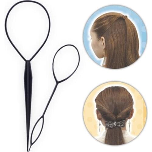 2pcs Ponytail Creator Braider Maker Styling Tool Plastic Loop Styling Tools Black Hail Clip Styling Tool Loop Tools Fashion