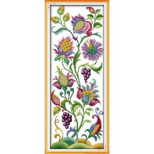 Abstract flowers cross stitch kit flower 14ct printed fabric canvas stitching embroidery DIY handmade needlework