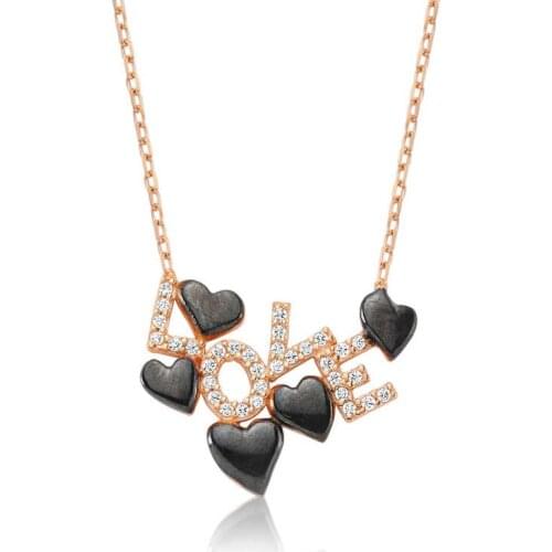 Real Silver 925 Jewelry sterling Silver Love Printed Heart Lady Necklace