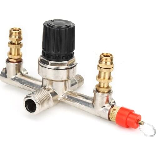 Zinc Alloy Air Compressor Switch Pressure Regulator Double Outlet Tube Valve Fitting Part Accessories