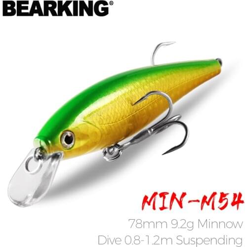 Retail fishing tackle new model,Bearking perfect action minnow,78mm/9.2g, dive 0.8-1.2m suspending bait , 5 colors for choose