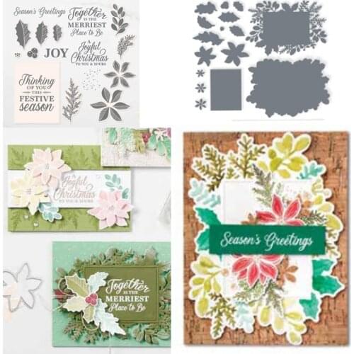 MERRIEST MOMENTS Stencil For Scrapbooking DIY Decoration Paper Card Embossing Handmade Craft Die Clear Stamp And Cutting Dies