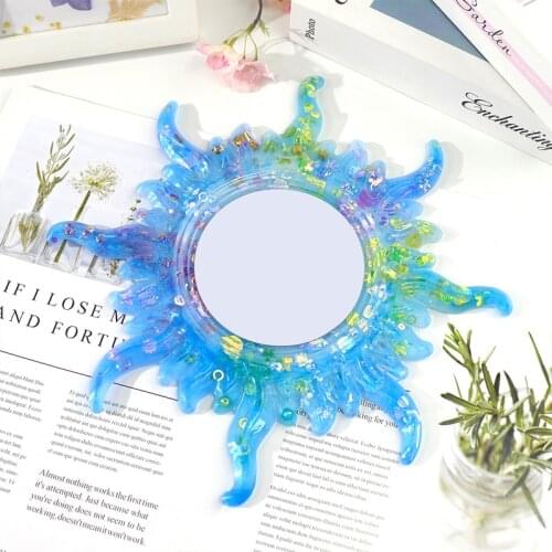 3D DIY Sun Mirror Molde Silicone Makeup Mirrors Casting Resin Molds For Jewelry Home Wall Decoration