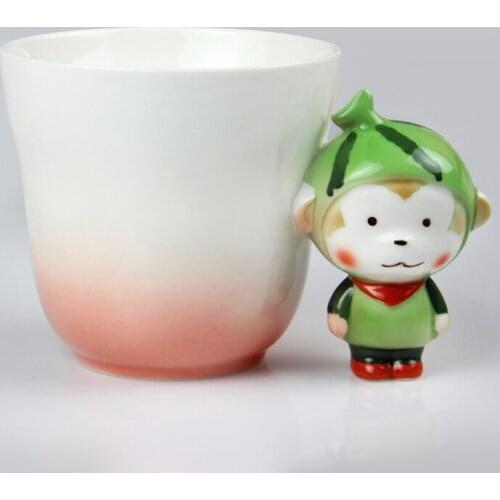 Cute cartoon coffee mug monkey fruit treasure ceramic cup lovers cups and mugs