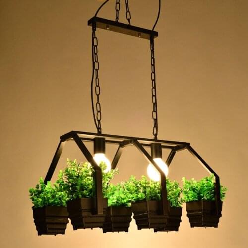 Modern Simple Wooden E27 Holder Led Pendant lamps,3 Kinds Wrought Iron Plant Pot Bar Restaurant Creative Hanging Lamps