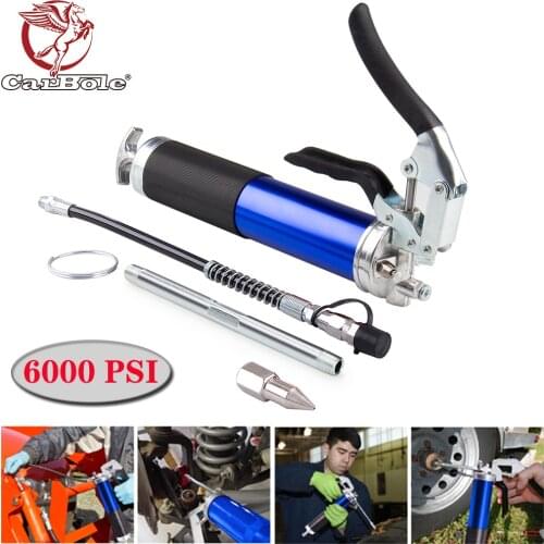 Heavy Duty 6000 psi Grease Gun Pistol Grip with 18" Flex Hose Manual 14oz Cartridge Pistol Grip Lever Handle Grease Gun