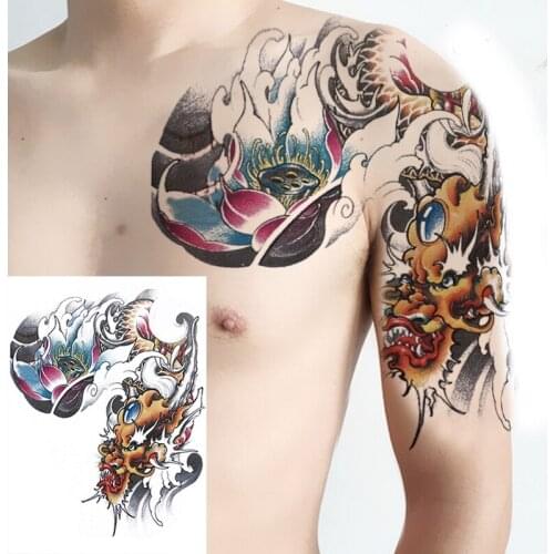 Tatoo big men shoulder tattoos boys dragon wolf temporary tattoos to cover scars body art tattoo large waterproof arm decals