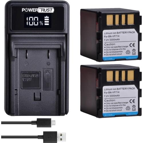 2x 3300mAh BN-VF714 Battery + LED USB Charger for JVC BN-VF707, BN-VF707U BNVF707,VF707 BN-VF714 BN-VF733 GR-D240 Batteries