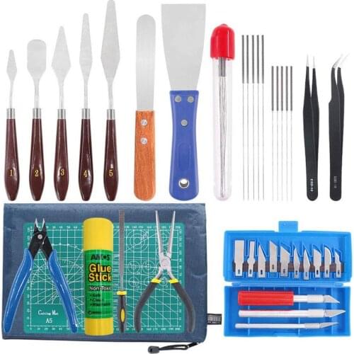 3D Printer Parts Tool Model Cleaning Removal Kit Blade Knife Cutter Tweezers Ceaning Needles Glue Stick Flat File Cheaper BEST