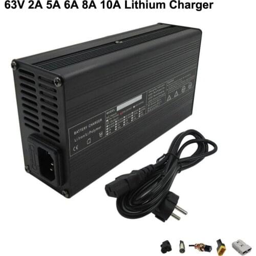 55.5V 2A lithium Charger Ouput 63V 3A 4A 5A 6A li-ion charger DC XLRM RCA Port Used for 55V 15S electric bike Bicycle battery