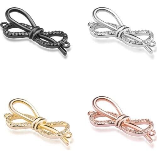 DIY Gold/Silver Decoration Charm Connectors For Earrings BOW Bracelets Necklace Women Handmade Jewelry Making Components