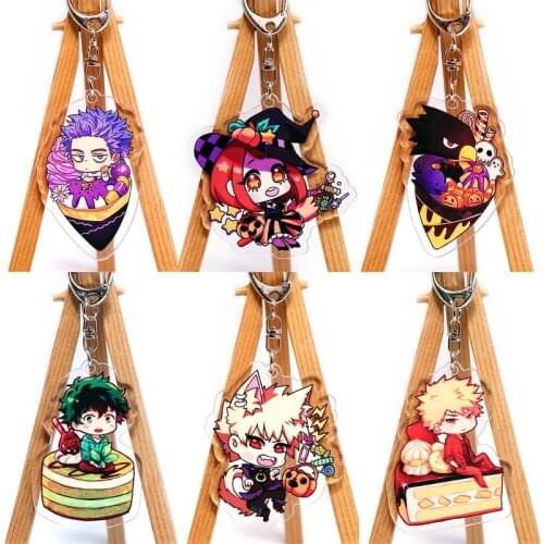 Anime My Hero Academia Acrylic Two-sided Pattern Cartoon Izuku Midoriya Pendant Keychain Cosplay Prop Keyring Halloween Gift 1pc