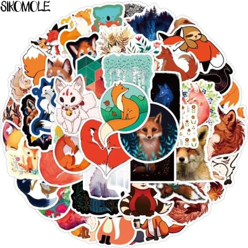 50PCS Cute Animal Fox Stickers Classic DIY Skateboard Fridge Guitar Travel Snowboard Luggage For Kid Toys Graffiti Sticker F5