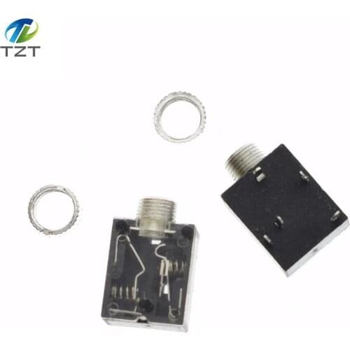 10PCS/Lot PJ-324M 3.5MM Stereo Audio Socket/Jack Connector with nut 5Pin PCB Panel Mounting for headphone