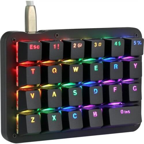 23 Programmable Keys Mechanical Keyboard Portable Mini One-Handed Mechanical Gaming Keypad RGB LED Backlit with Red Switches
