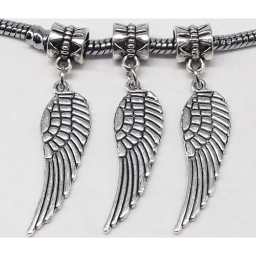 3pcs Vintage Tibetan Silver Color Pendant Angel Wing Spacer Beads Pendant Charms For DIY Earrings Necklace Jewelry Making