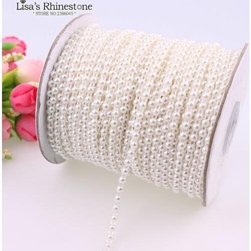 4mm DIY Garment Accessories 50 Meters/lot Half Round Flat Back Plastic Pearl Trim Flatback Pearl Bead Chain VX12