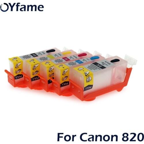 OYfame 5 pcs PGI-820 CLI-821 Refillable Cartridges for Canon PiXMA iP3680 iP4680 MP545 MP628 MP988 MX638 MX868 with ARC Chips