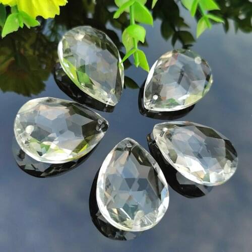 5PCS Chandelier Crystals Prism 2 Holes Hanging Crystals Pendants for Low Ceiling DIY Suncatcher Home Wedding Decor Accessories