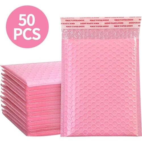 50Pcs Pink polymailer envelopes Self Seal mailing bubble mailers shippping bags for small business supplies Padded envelope