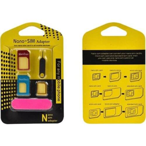 50pcs 5 in1 SIM Card Adapter For iPhone 5 nano sim adapter set SIM Card Full sim card adapter for phone