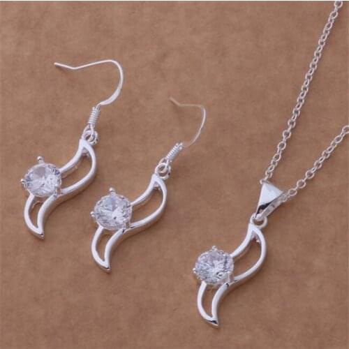AS248 Hot Sale Silver Plated Color Jewelry Sets For Women Wholesale High Quality Classic Earring 243 + Necklace 698
