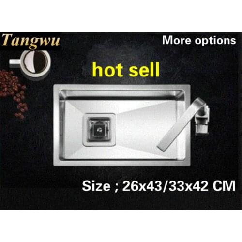 Free shipping Standard mini balcony kitchen manual sink single trough 304 food-grade stainless steel hot sell 26x43/33x42 CM