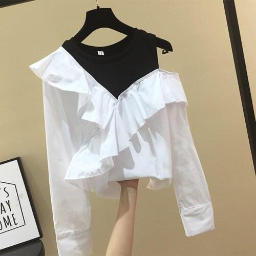 Off Shoulder Flounced Long Sleeve Shirt Womens Spring Autumn Blouse Ladies Tops Blusas Mujer De Moda 2020 Stripe Blouses