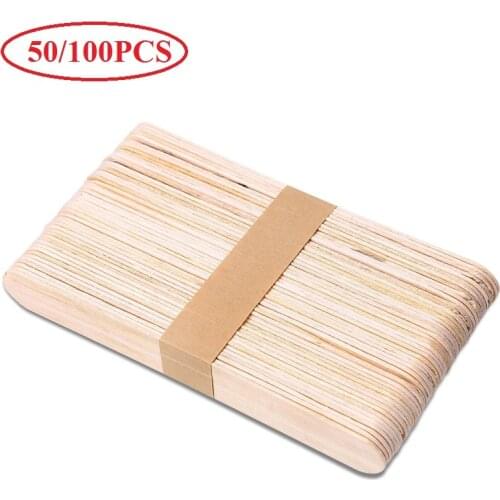 Hot 50/100PCS Disposable Wooden Tongue Depressors Wooden Hair Removal Tattoo Waxing Spatula Stick Tongue Beauty Tools