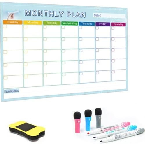 YIBAI A3 Monthly Planner Magnetic Whiteboard Message For School Home Bulletin Memo Fridge Magnet Calendar 30*42cm