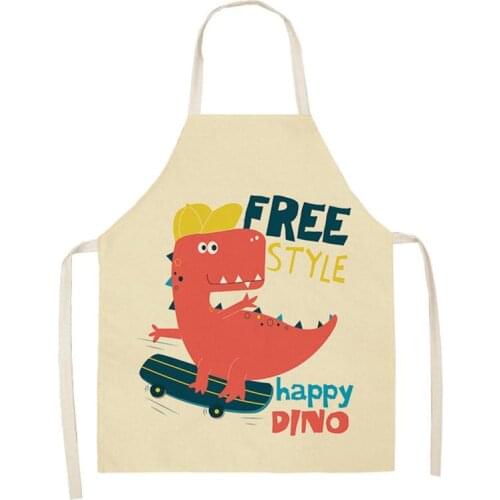 Dinosaur Aprons Cartoon Animals Kitchen Aprons Dinner Party BBQ Cooking Waist Bib Cotton Linen Funny Pinafore Cleaning Tools