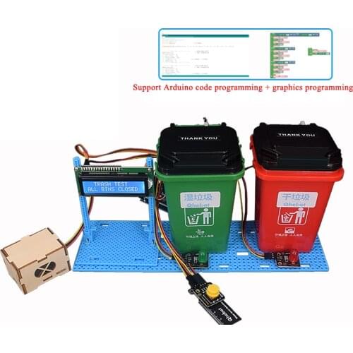 Dry And Wet Garbage Classification Trash for Arduino Mixly Program Can Maker Competition Smart Trash Can Diy Toy Kit
