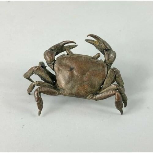 Collectible Chinese Old Pure Copper Handwork Antique Crab Little Ornament Statue