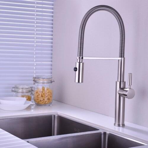 Kitchen Faucet Brass pull down spring single lever hot and cold sink faucet brush gold crane nickle brushed sink faucet tap