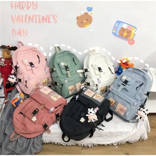 Harajuku Cute Lady Backpack Fashion Kawaii Girl School Bag Simple Casual Backpacks 2021