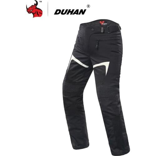 DUHAN Motorcycle Pants Mens Motorbike Motocross Off-Road Knee Protective Pants Casual Pants Pantalon Moto Riding Pants Black