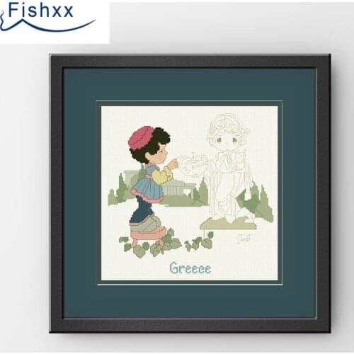 Fishxx Cross Stitch 14CT Kit European Style ChildrenS Bedroom Paintings H203 Sculptor Hand Embroidery