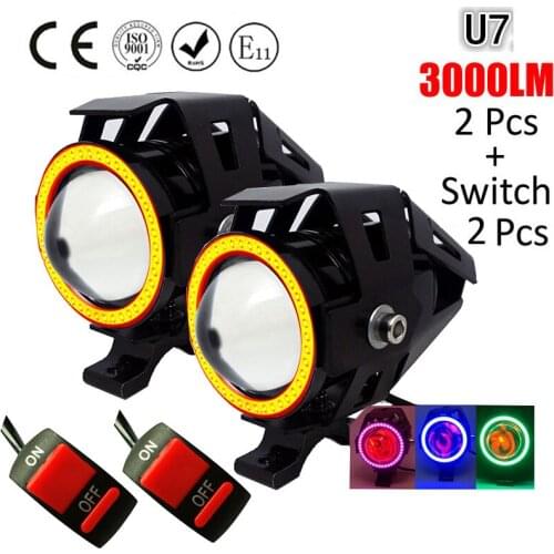 2PCS 125W 12V Motorcycle Headlight spotlight 3000LM moto U7 LED Driving car Fog Light Head spot Lamp Motorbike Decorative Lamp
