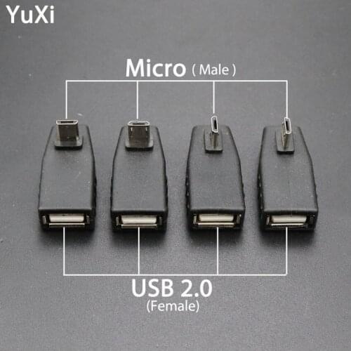 YuXi 90 Degree New Black USB 2.0 Type A Female to Micro USB male Adapter Plug Converter usb 2.0 to Micro usb connector
